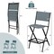 Costway Set of 2 Outdoor Bar Chair Folding Bar Height Stool with Metal Frame Blue/Coffee